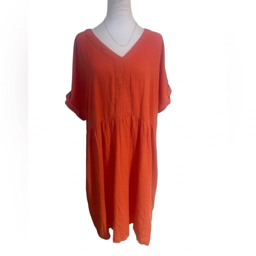 Briggs Orange Midi Dress Size XL – Cottagecore Fall Style with Pockets